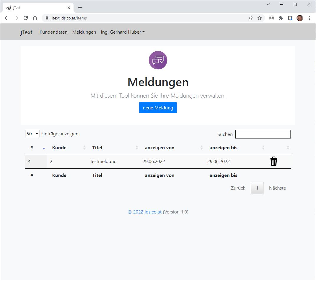 Meldungsübersicht